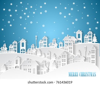 Christmas and New Years ,winter background and village Landscape