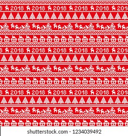 Christmas New Year's winter seamless festive Norwegian pixel pattern - Scandinavian style