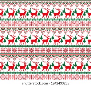Christmas New Year's winter seamless festive Norwegian pixel pattern - Scandinavian style
