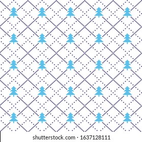Christmas New Year's winter seamless festive Norwegian pixel pattern - Scandinavian style