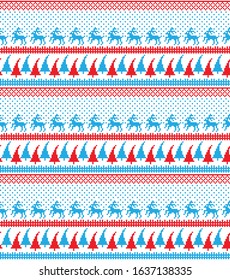Christmas New Year's winter seamless festive Norwegian pixel pattern - Scandinavian style