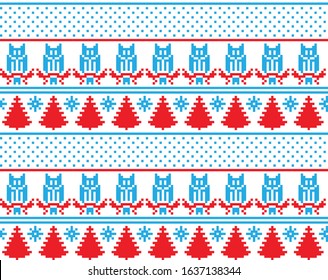 Christmas New Year's winter seamless festive Norwegian pixel pattern - Scandinavian style 2021 2022