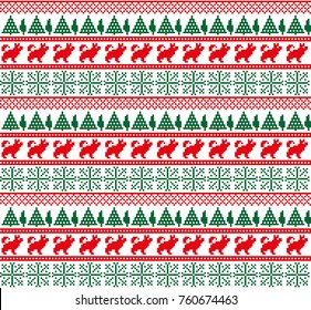 Christmas New Year's winter seamless festive Norwegian pixel pattern - Scandinavian style 2018