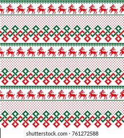 Christmas New Year's winter seamless festive Norwegian pixel pattern - Scandinavian style 2021