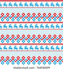 Christmas New Year's winter seamless festive Norwegian pixel pattern - Scandinavian style 2018