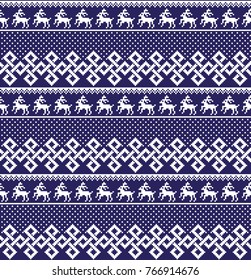 Christmas New Year's winter seamless festive Norwegian pixel pattern - Scandinavian style 2018