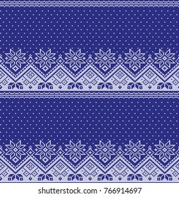 Christmas New Year's winter seamless festive Norwegian pixel pattern - Scandinavian style 2018