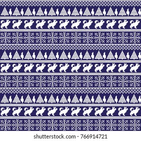 Christmas New Year's winter seamless festive Norwegian pixel pattern - Scandinavian style 2018