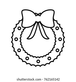 Christmas and New Year's wreath line icon