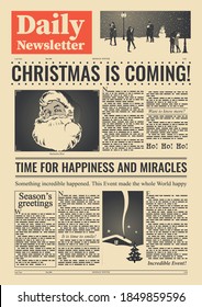 Christmas Newspaper Original Season Greeting Card Vintage Newspaper 