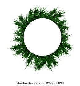 Christmas and newyear. `happy New year. cover with white label and green fir branches. spruce branch for text.