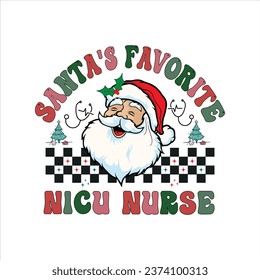 Christmas Nicu Nurse T-shirt, Retro Santa