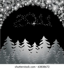 Christmas night 2011, vector illustration