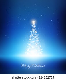 Christmas Night Background With Tree