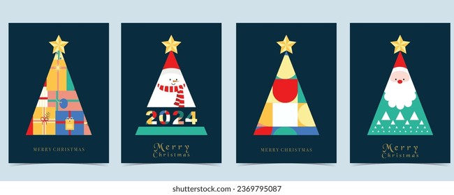 Christmas night background with tree.Editable vector illustration for postcard,a4 size