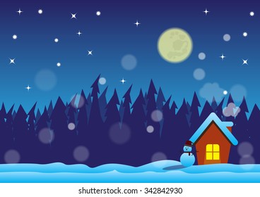 christmas night with family in the forest