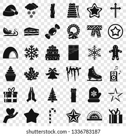 Christmas night icons set. Simple style of 36 christmas night vector icons for web for any design