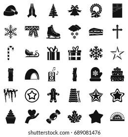 Christmas night icons set. Simple style of 36 christmas night vector icons for web isolated on white background