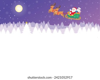Christmas night landscape background frame