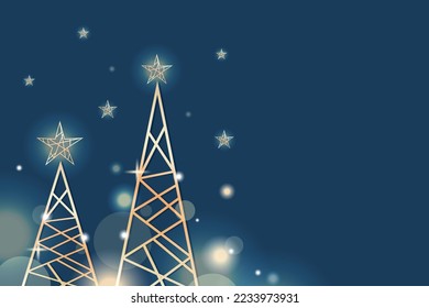 Christmas night light, Christmas tree and gold star light banner background