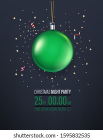 Christmas night party invitation vector layout
