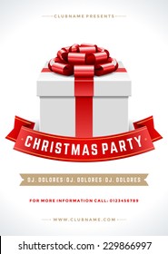 Christmas night party poster or flyer vector illustration. Merry christmas design template vector background and gift box. 