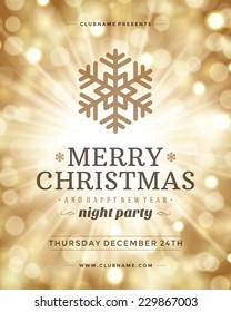 Christmas night party poster or flyer vector illustration. Merry christmas design template vector background. 