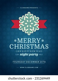 Christmas night party poster or flyer vector illustration. Merry christmas design template vector background. 