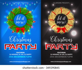 Christmas night party poster, invitation, card, flyer set. Vector illustration. New Year and Merry christmas design template vector background.