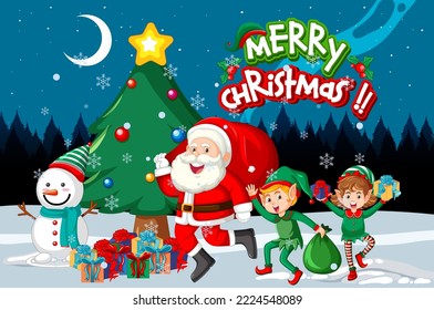 Christmas night poster design illustration