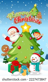 Christmas night poster design illustration