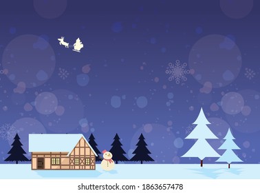 Christmas night sky snow country landscape