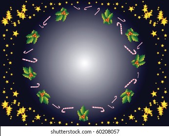 Christmas night. The star dark sky. Sugar candies. A framework.