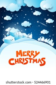 Christmas night with text and copy space. Vector illustration 
