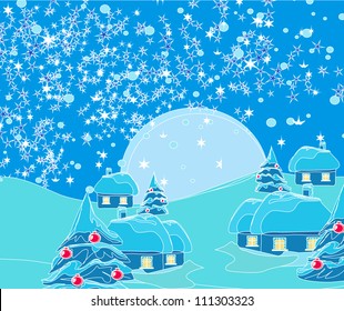  Christmas night in the village card