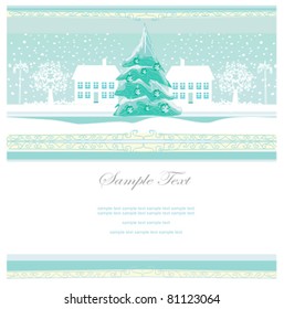 Christmas night in the village card
