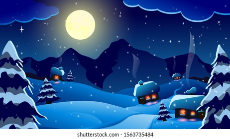 christmas night winter vector landscape card background pattern. merry christmas and happy new year!