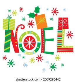 Christmas noel lettering for christmas card, gift bag or box design