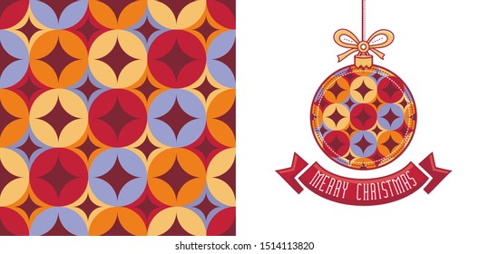 Christmas. Noel. Weihnachten. Christmas decor and seamless geometric pattern. Trendy abstract design