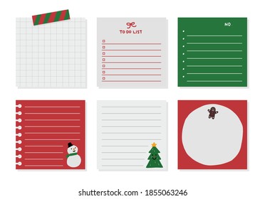 Christmas note and memo. Hand drawn design elements. Handwritten lettering.