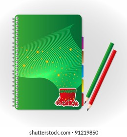 Christmas notebook and pencil
