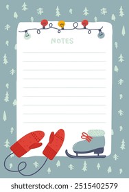 Página De Bloc De Notas De Navidades Con Ilustración vectorial De Guirnalda