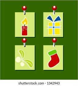 Christmas notes pinned on the wall
