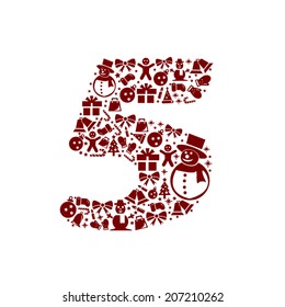 Christmas Number 5 on White Background