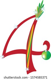 Christmas number four in vector