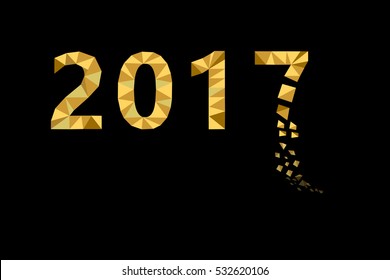 Christmas numbers for 2017 New Year polygonal gold on black