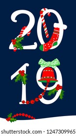 Christmas Numbers 2019 on. Vector Version