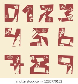 Christmas numbers vector illustration 