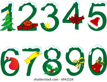 Christmas numeral on the white background