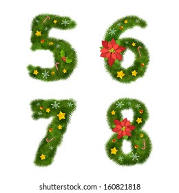 Christmas numerals, vector illustration, eps10